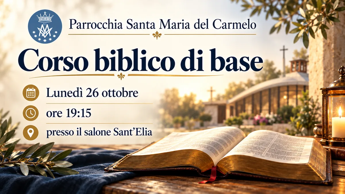 Locandina del Corso biblico di base: lunedì 26 ottobre alle 19.15 nel salone Sant’Elia